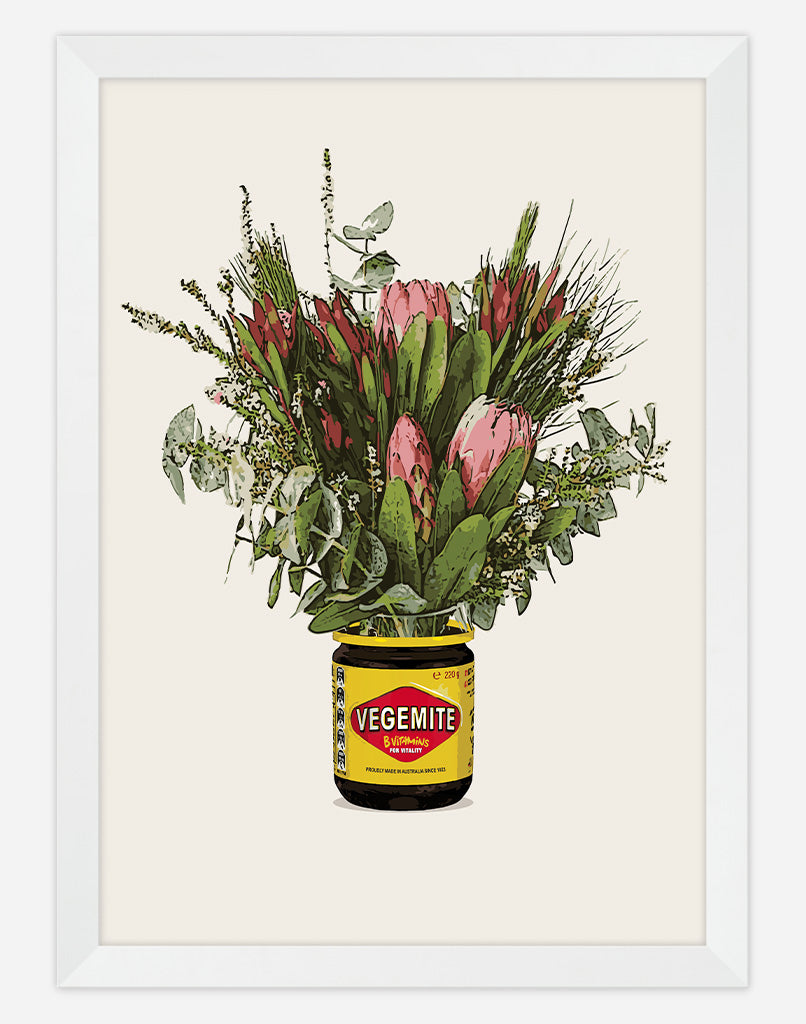 Vegemite Bouquet - A4 - White Frame - Australia