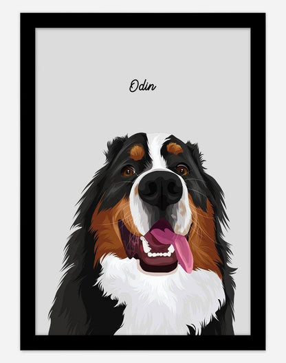 Custom Dog Portrait - A1 - Black Frame - 1 Dog Australia