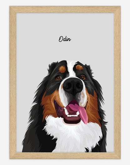 Custom Dog Portrait - A2 - Timber Frame - 1 Dog Australia