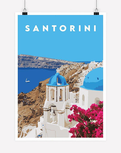 Santorini | Travel Poster - Wall Art - A4 - Unframed - Australia