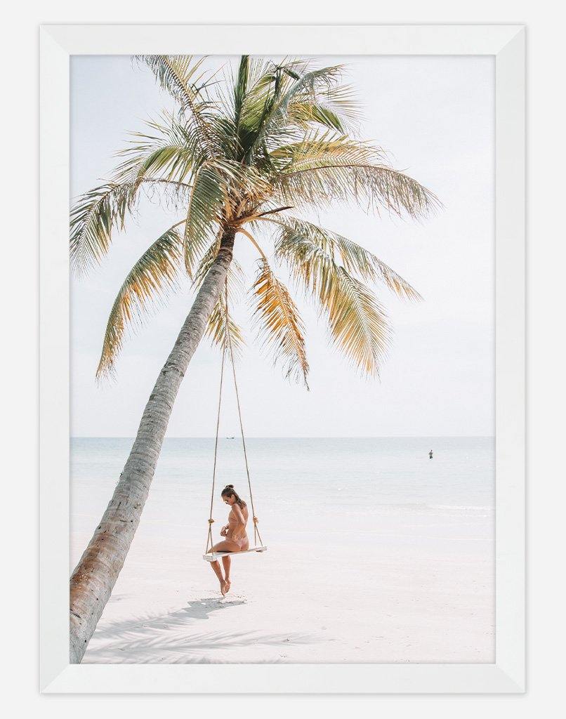 Beach Palm | Photography - Wall Art - A4 - White Frame - Australia