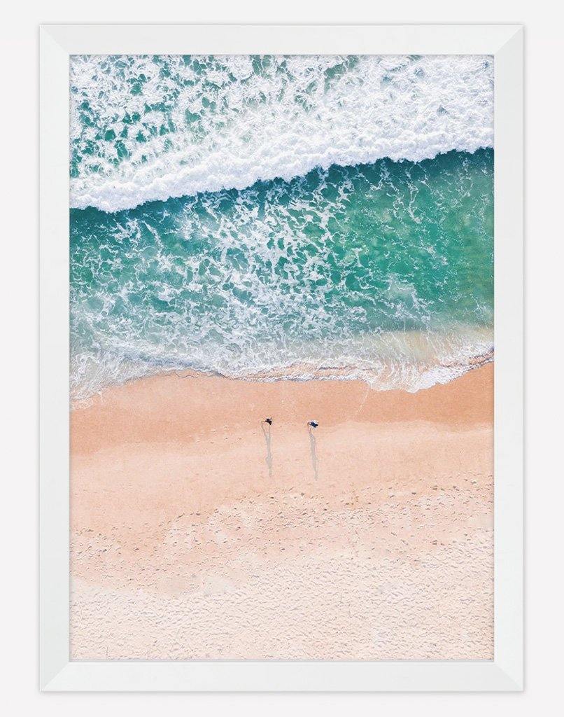 Aerial Beach | Photography - Wall Art - A4 - White Frame - Australia
