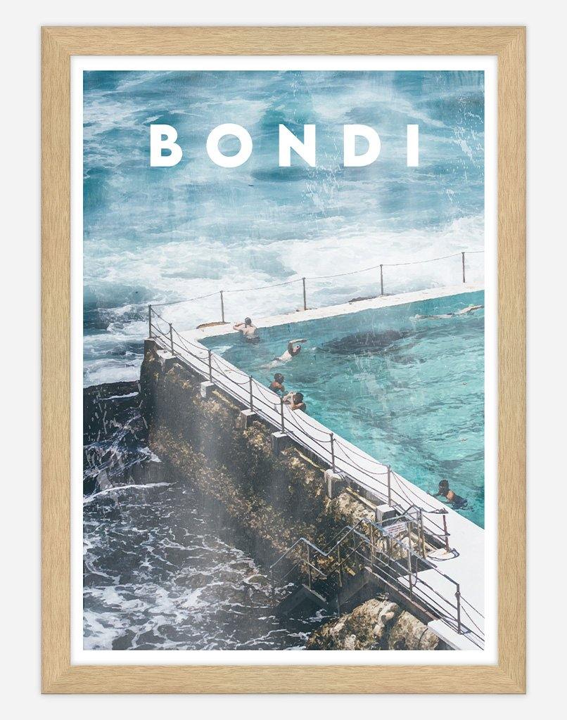 Bondi | Photography - Travel Poster Wall Art - A4 - Timber Frame - Australia