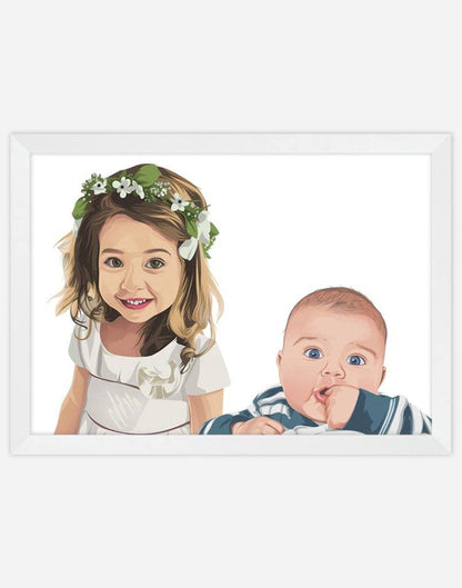 Custom Child Portrait - A4 - White Frame - Two Australia