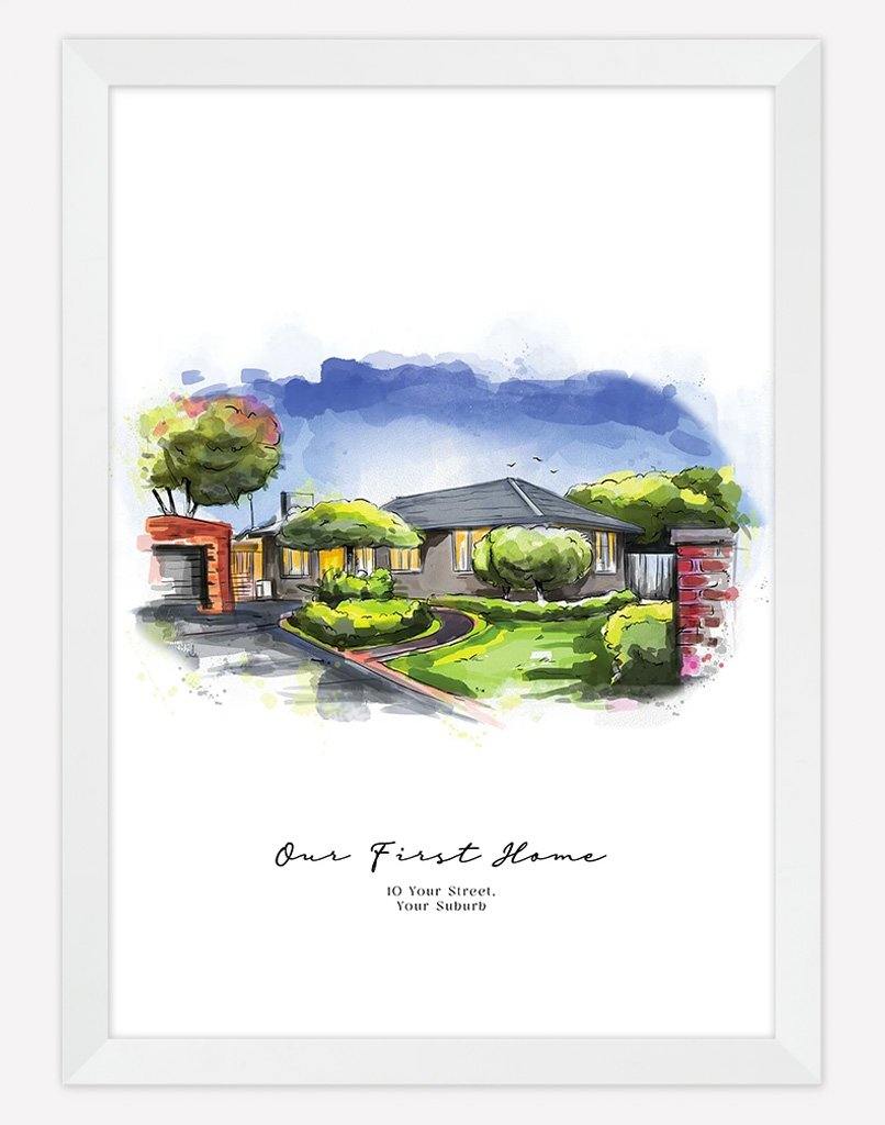 House/Home watercolour portrait deals print