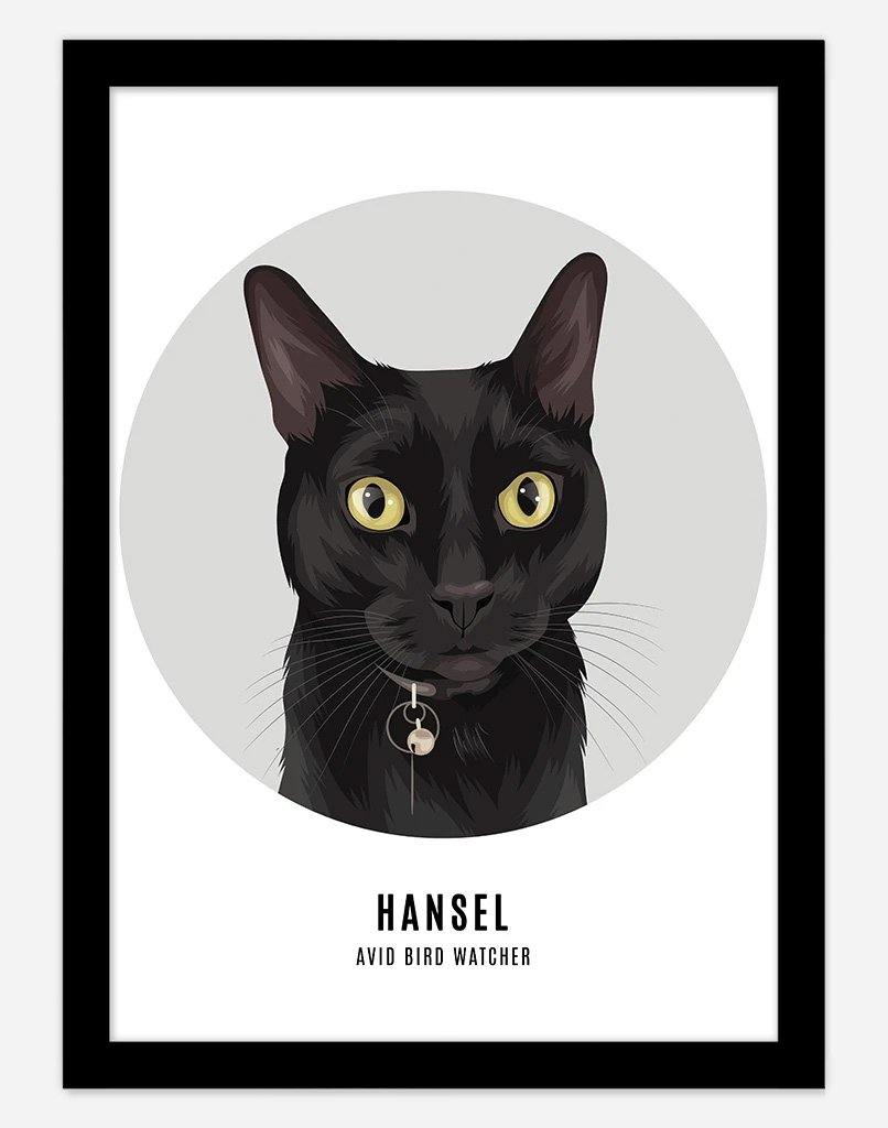 Custom Pet Profile Portrait - Single Pet - A4 - Unframed - Australia