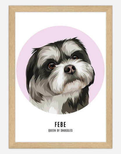 Custom Pet Profile Portrait - Single Pet - A4 - Unframed - Australia