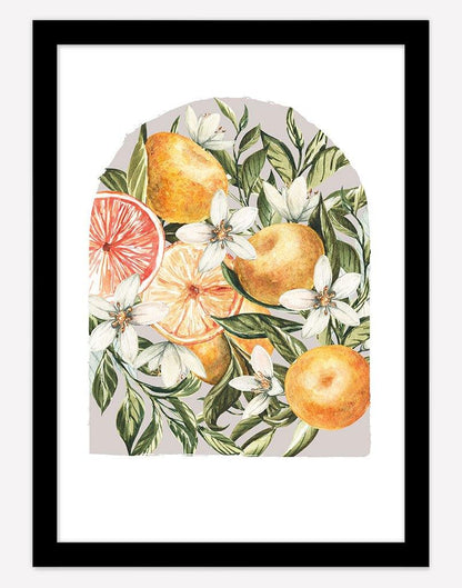 Citrus Bouquet | Wall Art - A4 - Black Frame - Blush Australia