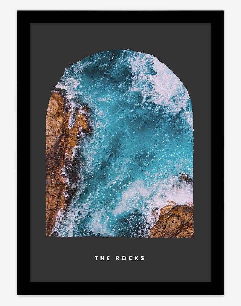 The Rocks | Photography - Wall Art - A4 - Black Frame - Dark Grey Australia