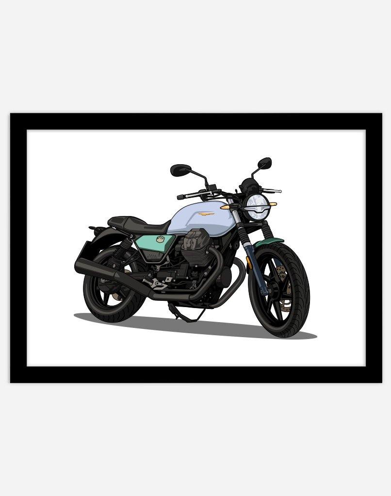 Custom Motorbike Portrait - A4 - Black Frame - Landscape Australia