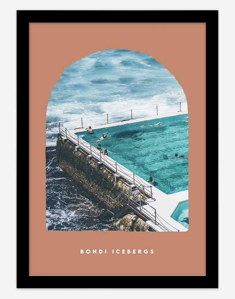 Bondi Icebergs | Photography - Wall Art - A4 - Black Frame - Rust Australia