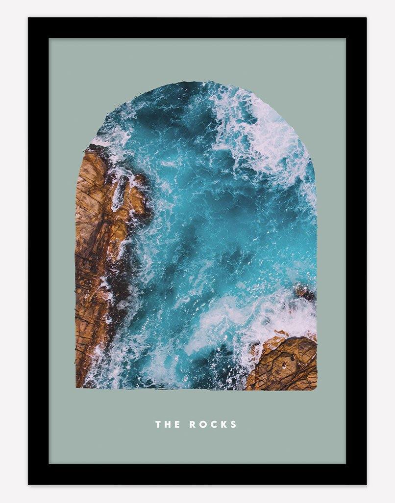 The Rocks | Photography - Wall Art - A4 - Black Frame - Sage Australia