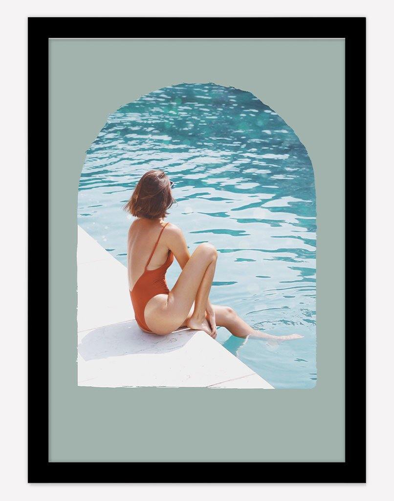 Poolside | Photography - Wall Art - A4 - Black Frame - Sage Australia