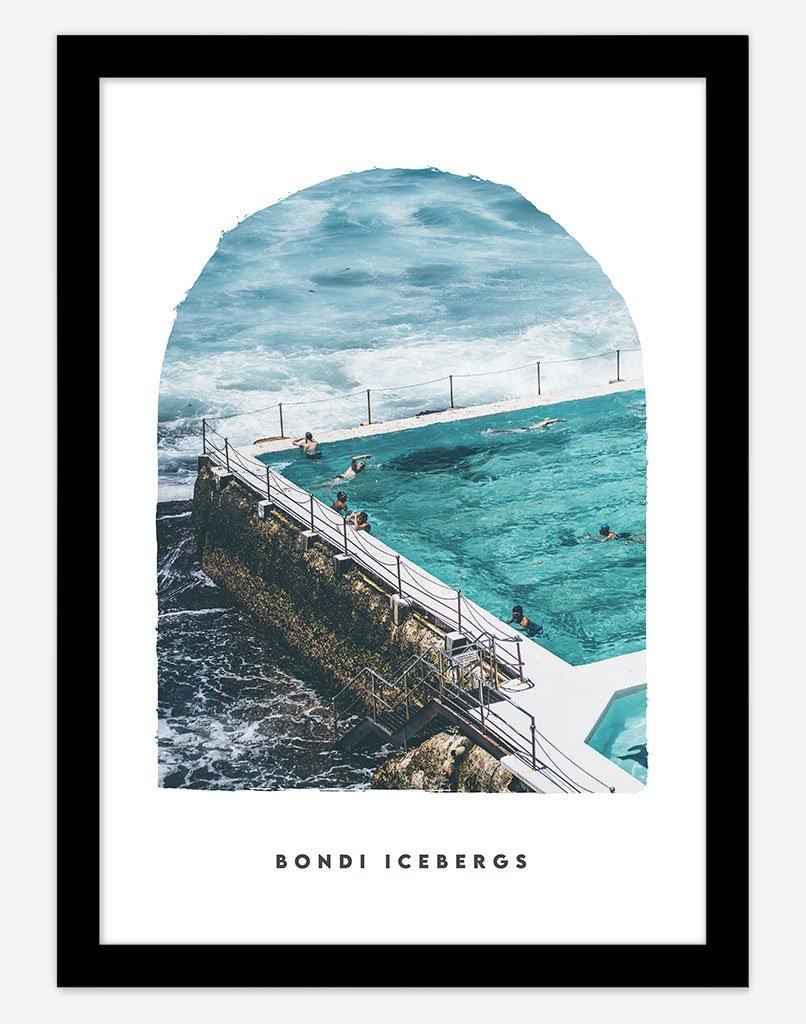 Bondi Icebergs | Photography - Wall Art - A4 - Black Frame - White Australia