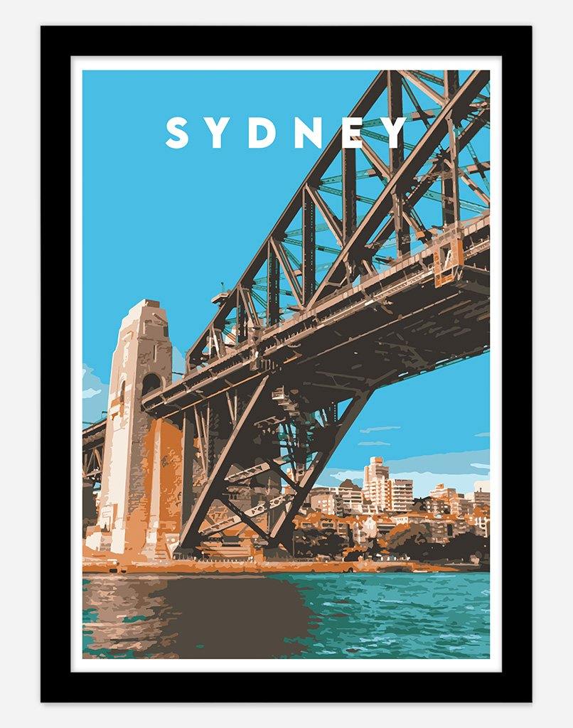 Sydney | Travel Poster - Wall Art - A4 - Black Frame - Australia