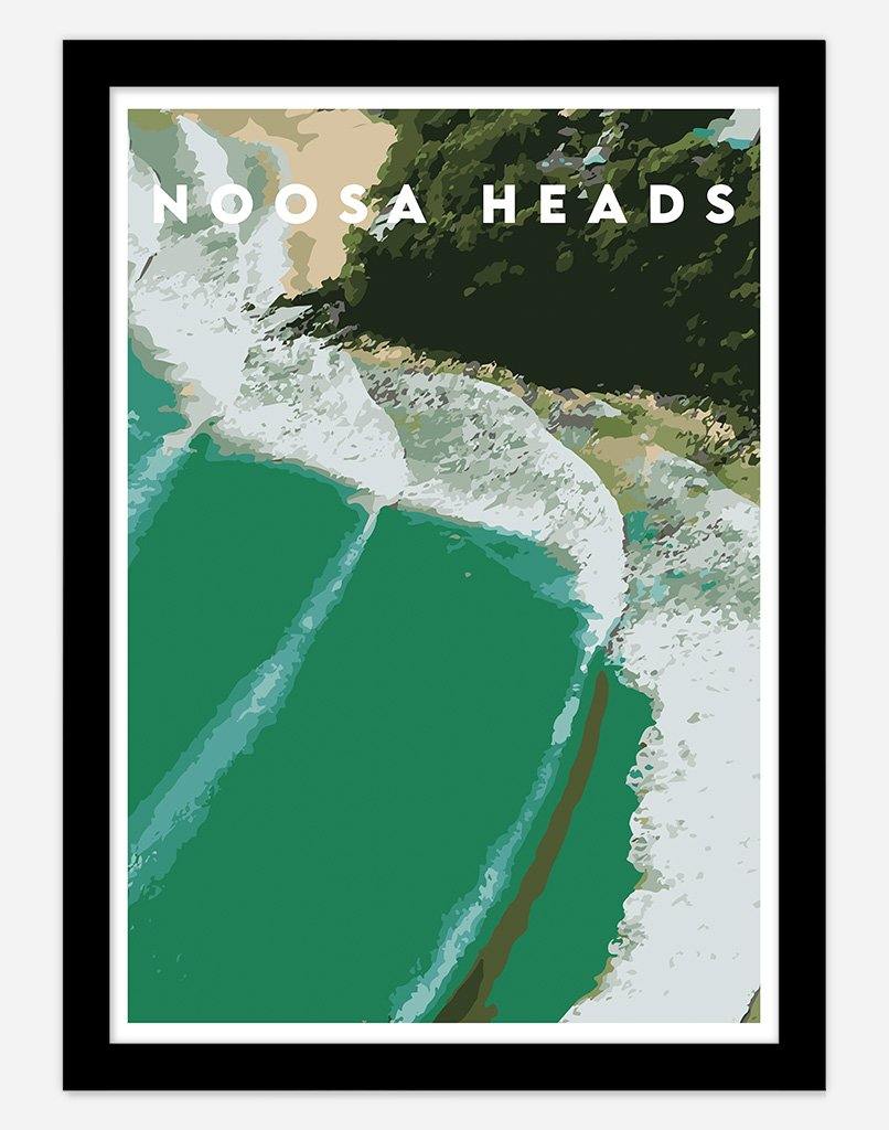 Noosa Heads | Travel Poster - Wall Art - A4 - Black Frame - Australia