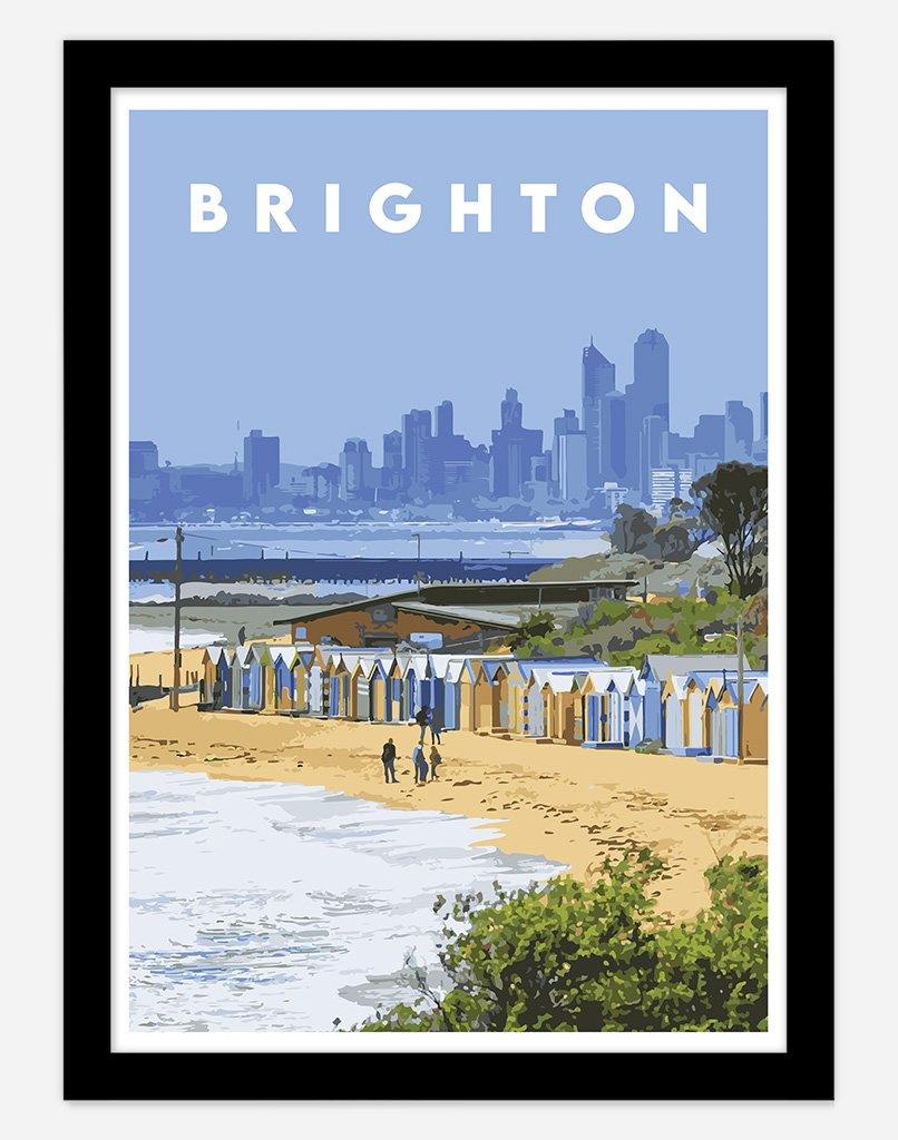 Brighton | Travel Poster - Wall Art - A4 - Black Frame - Australia