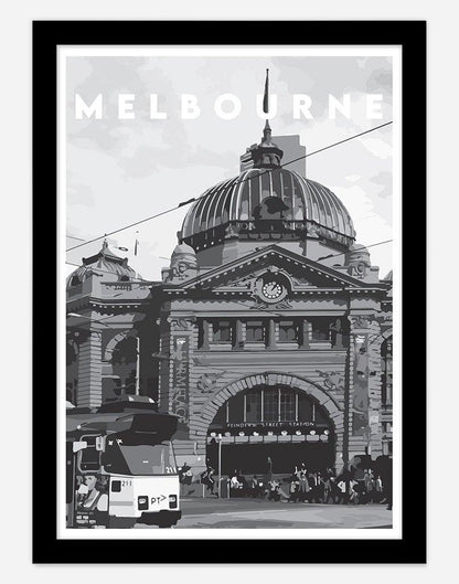 Melbourne | Travel Poster - Wall Art - A4 - Black Frame - Australia