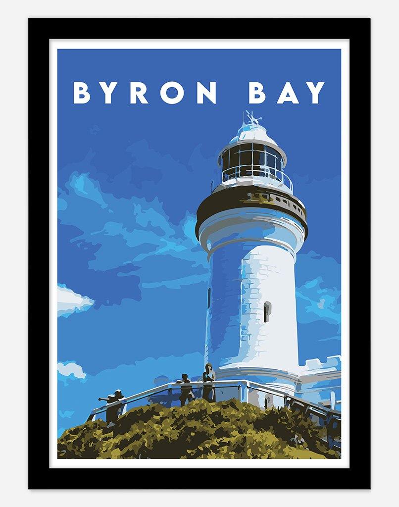 Byron Bay | Travel Poster - Wall Art - A4 - Black Frame - Australia