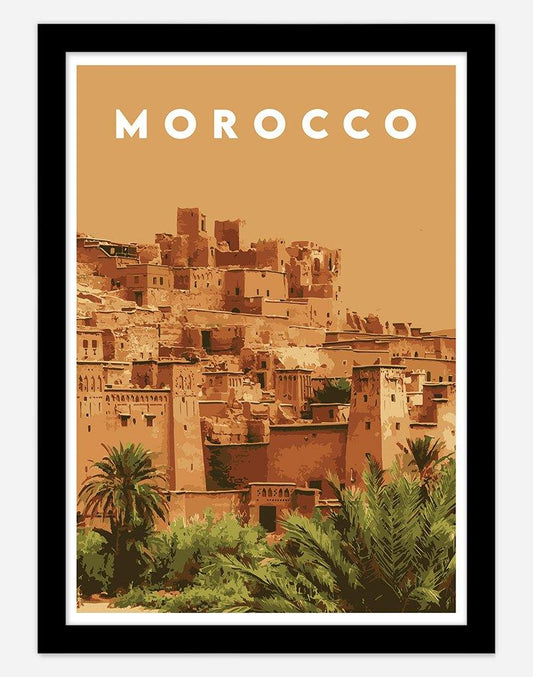 Morocco | Travel Poster - Wall Art - A4 - Black Frame - Australia