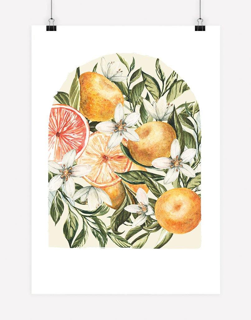 Citrus Bouquet | Wall Art - A4 - Unframed - Cream Australia