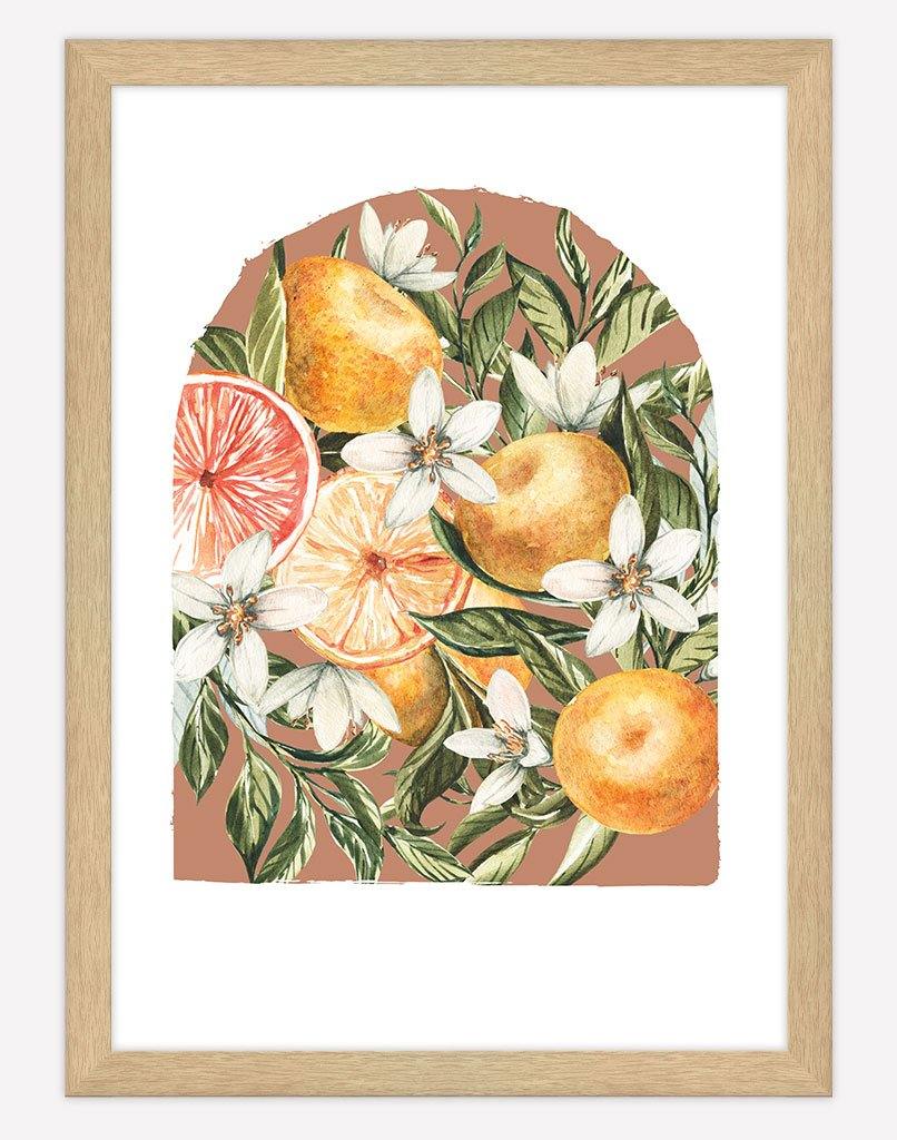 Citrus Bouquet | Wall Art - A4 - Timber Frame - Rust Australia