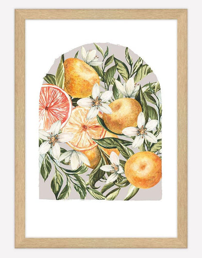 Citrus Bouquet | Wall Art - A4 - Timber Frame - Blush Australia