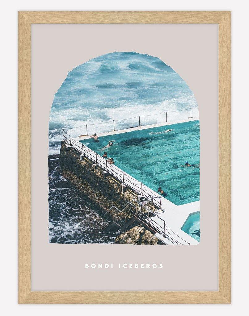 Bondi Icebergs | Photography - Wall Art - A4 - Timber Frame - Blush Australia