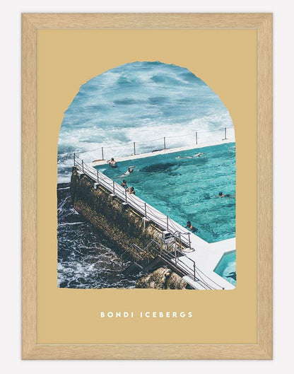 Bondi Icebergs | Photography - Wall Art - A4 - Timber Frame - Golden Australia