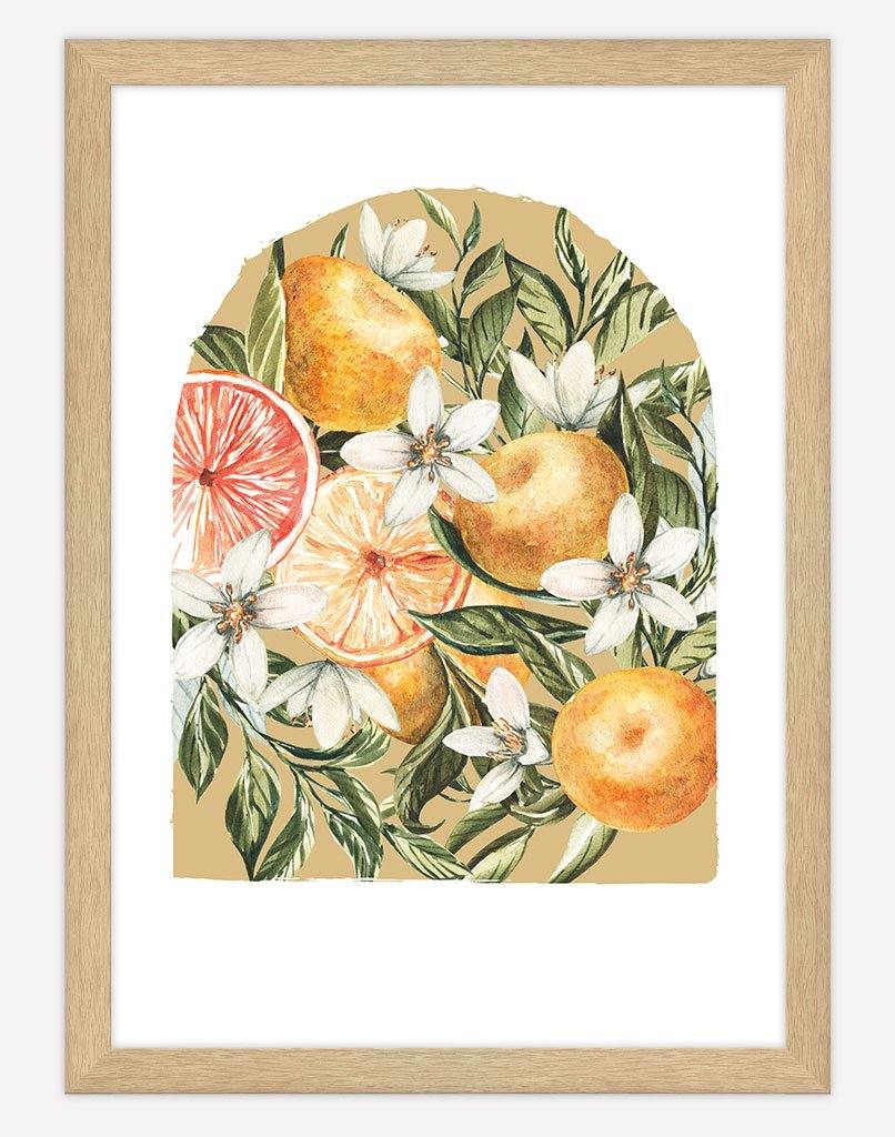 Citrus Bouquet | Wall Art - A4 - Timber Frame - Golden Australia