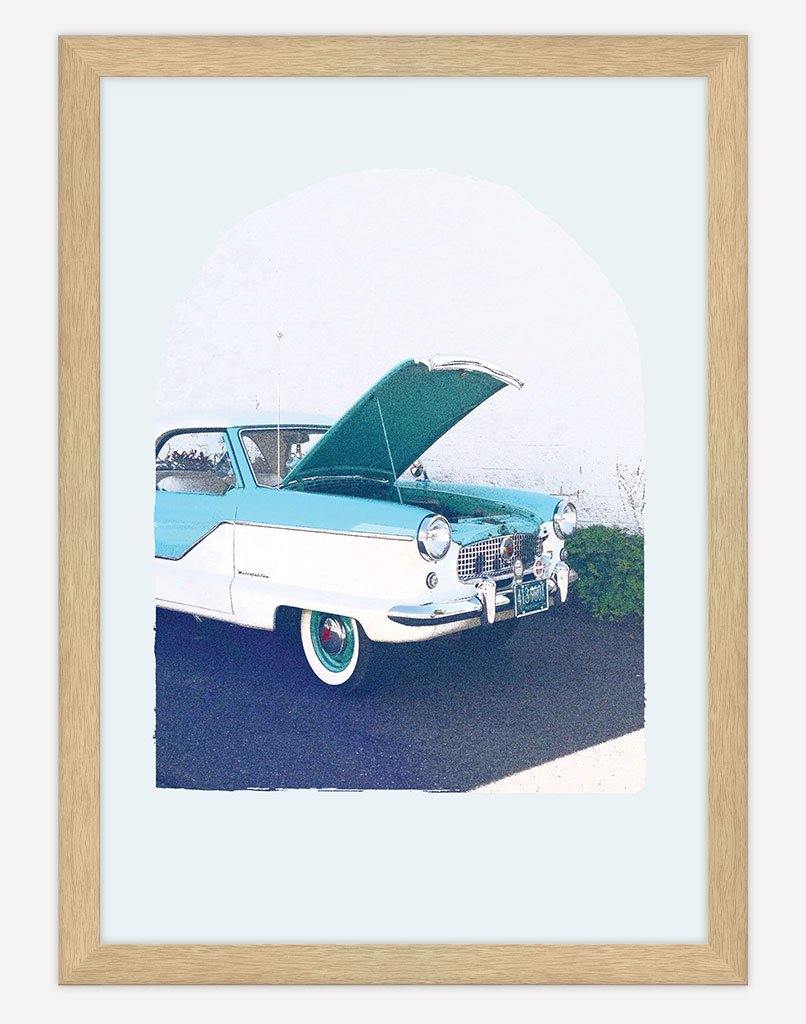 Pop The Bonnet | Photography - Wall Art - A4 - Timber Frame - Pale Blue Australia