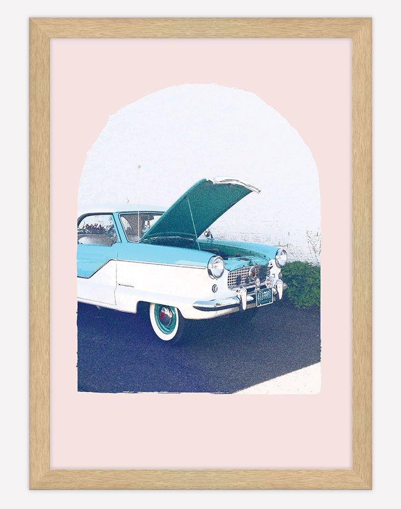 Pop The Bonnet | Photography - Wall Art - A4 - Timber Frame - Pale Pink Australia