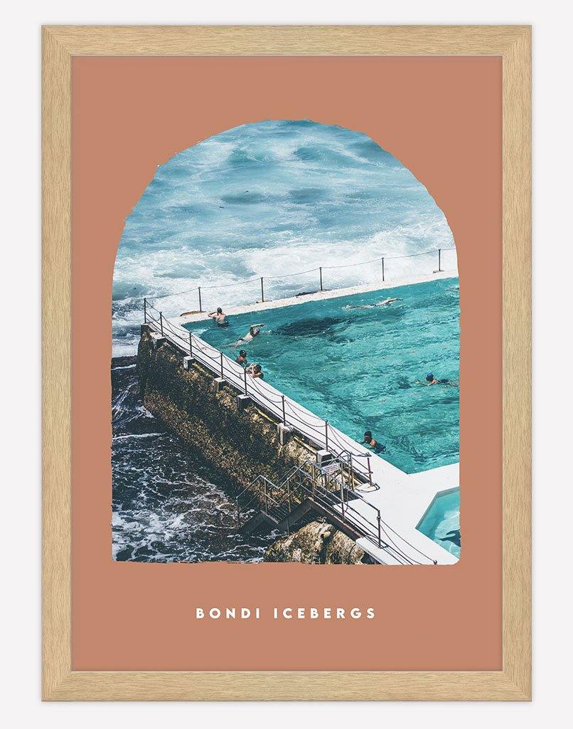 Bondi Icebergs | Photography - Wall Art - A4 - Timber Frame - Rust Australia