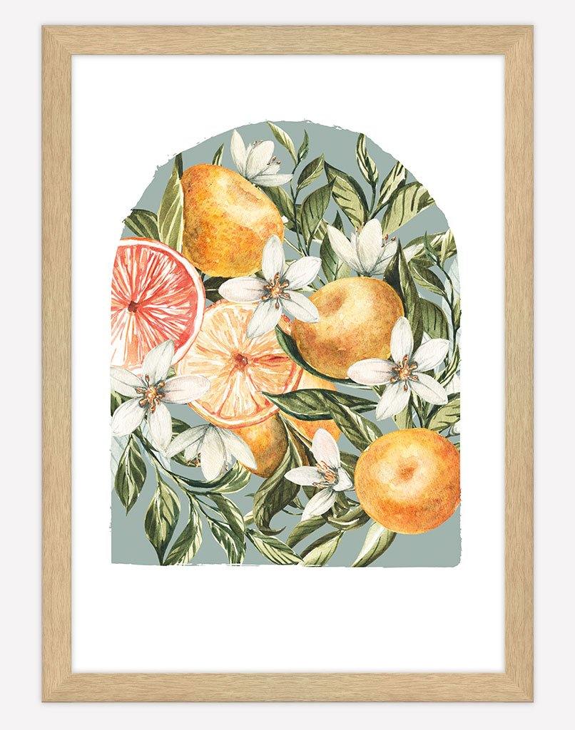 Citrus Bouquet | Wall Art - A4 - Timber Frame - Sage Australia