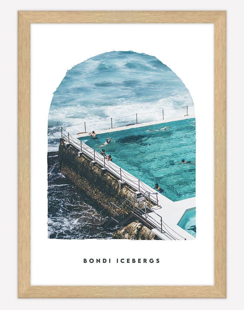 Bondi Icebergs | Photography - Wall Art - A4 - Timber Frame - White Australia