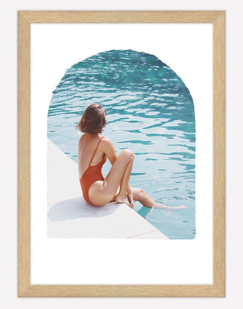 Poolside | Photography - Wall Art - A4 - Timber Frame - White Australia
