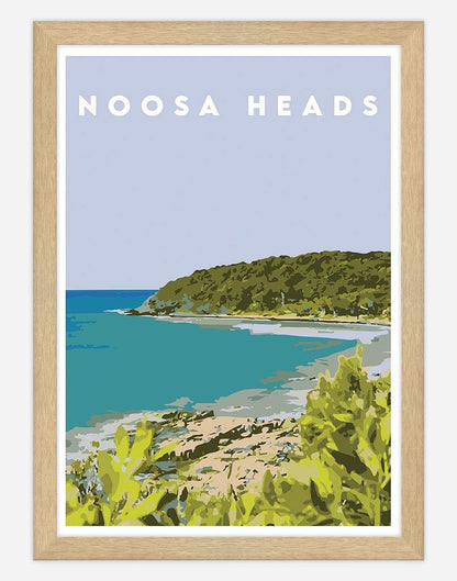 Noosa Heads II | Travel Poster - Wall Art - A4 - Timber Frame - Australia