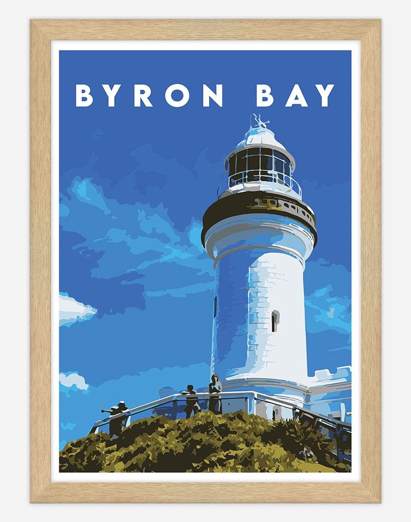 Byron Bay | Travel Poster - Wall Art - A4 - Timber Frame - Australia