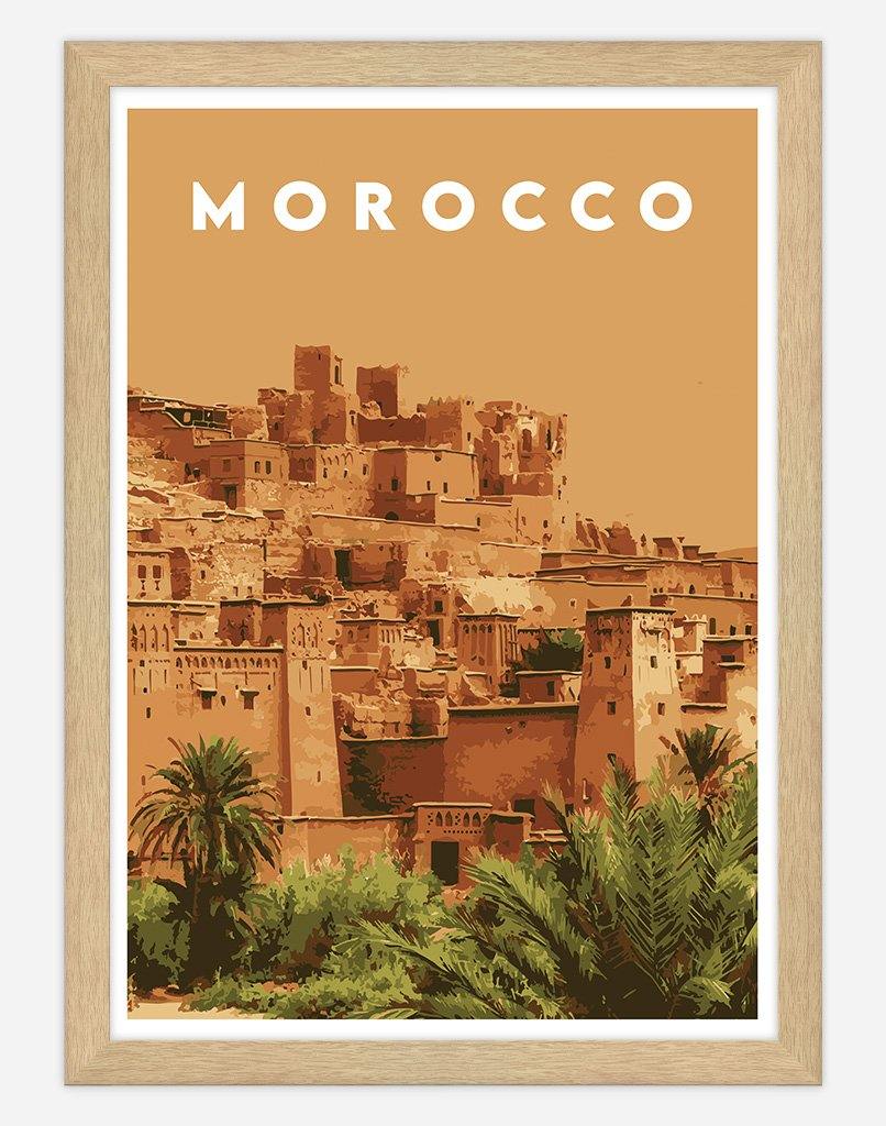 Morocco | Travel Poster - Wall Art - A4 - Timber Frame - Australia