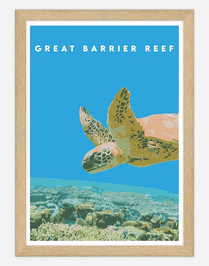 Great Barrier Reef | Travel Poster - Wall Art - A4 - Timber Frame - Australia