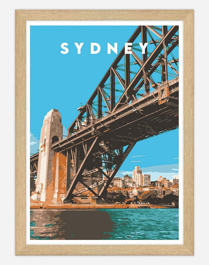 Sydney | Travel Poster - Wall Art - A4 - Timber Frame - Australia