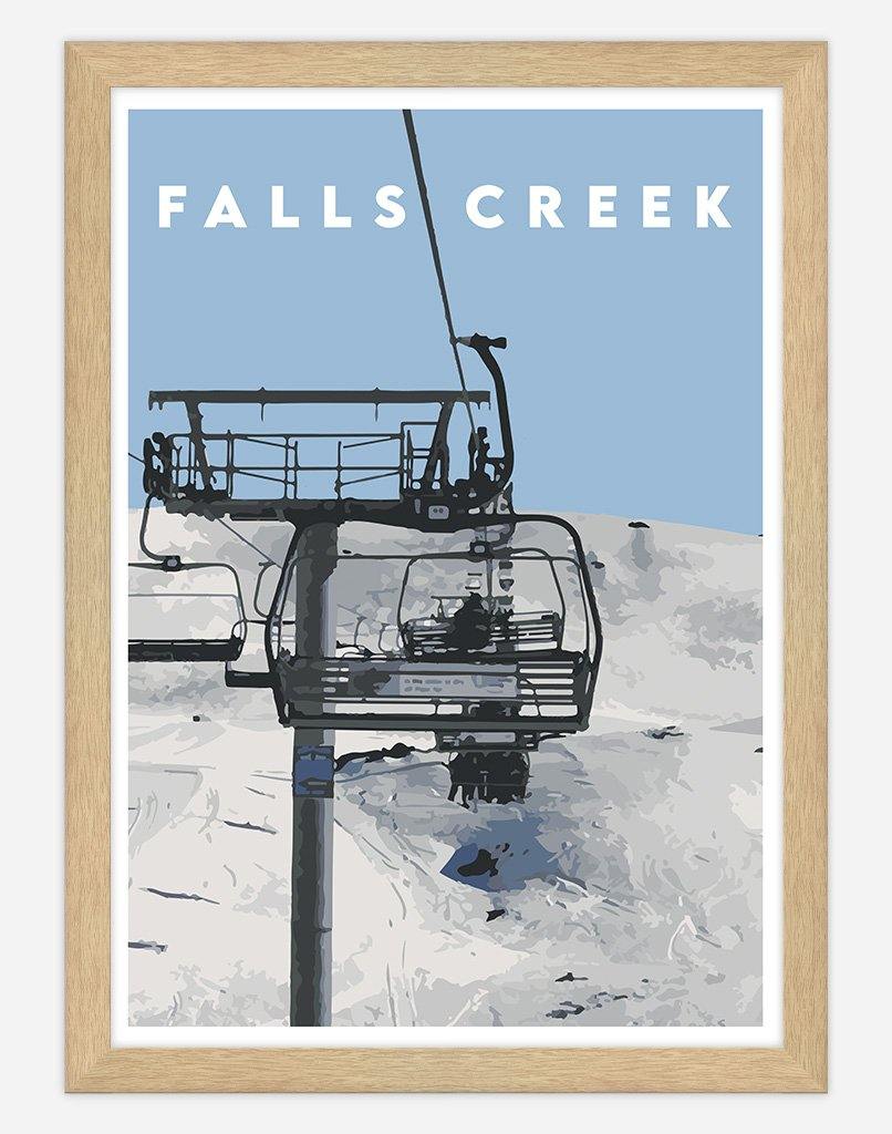 Falls Creek | Travel Poster - Wall Art - A4 - Timber Frame - Australia