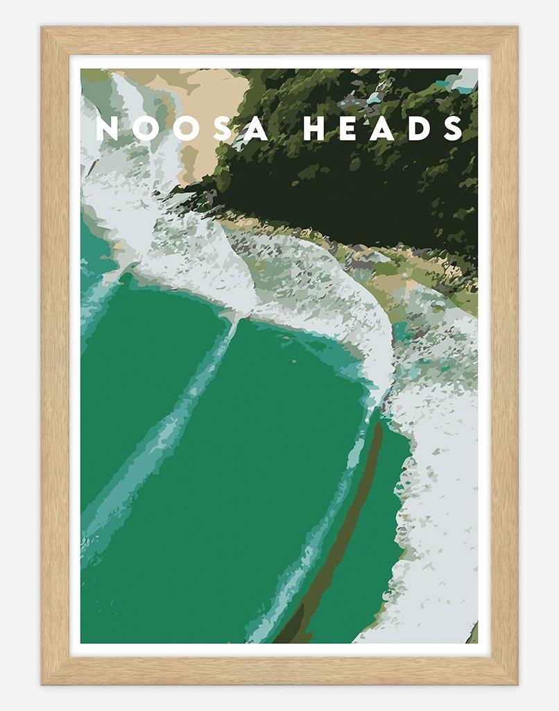 Noosa Heads | Travel Poster - Wall Art - A4 - Timber Frame - Australia