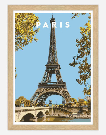 Paris | Travel Poster - Wall Art - A4 - Timber Frame - Australia