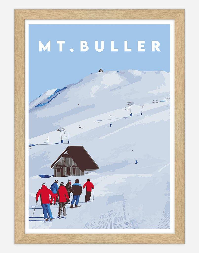 Mount Buller | Travel Poster - Wall Art - A4 - Timber Frame - Australia