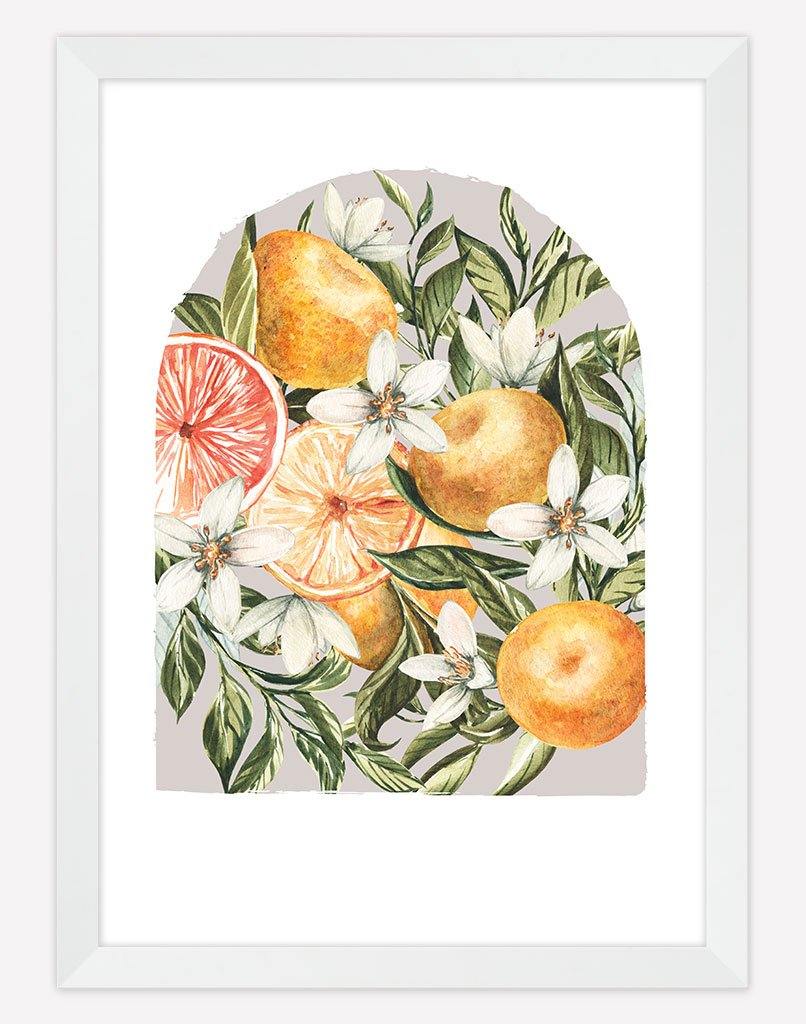 Citrus Bouquet | Wall Art - A4 - White Frame - Blush Australia