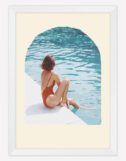 Poolside | Photography - Wall Art - A4 - White Frame - Cream Australia