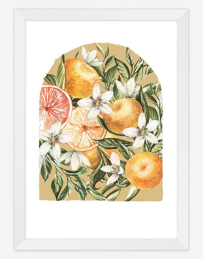 Citrus Bouquet | Wall Art - A4 - White Frame - Golden Australia