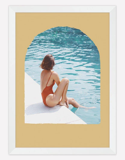 Poolside | Photography - Wall Art - A4 - White Frame - Golden Australia