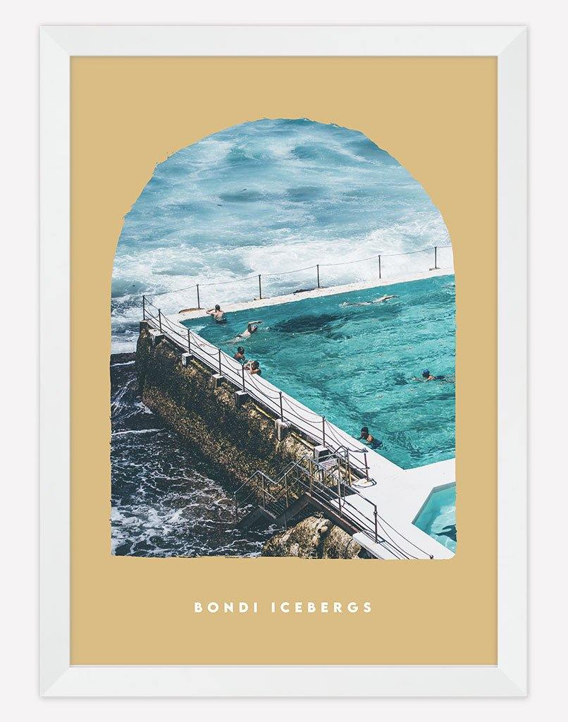 Bondi Icebergs | Photography - Wall Art - A4 - White Frame - Golden Australia